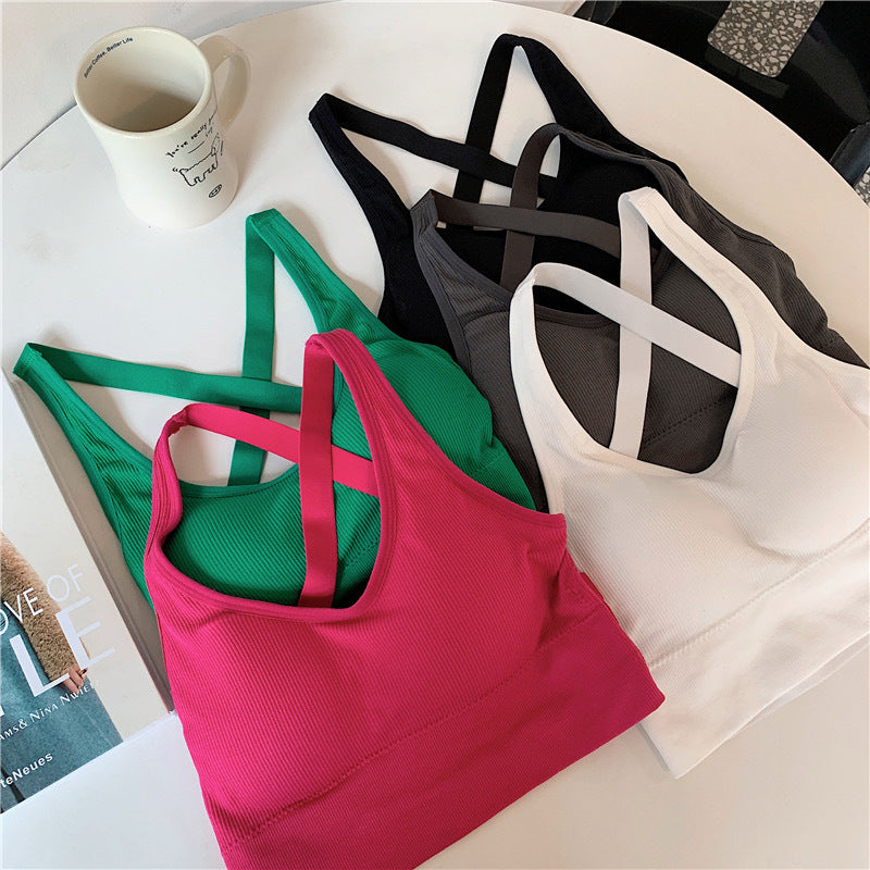 Hot Girl Sexy Beautiful Back Knitted Camisole Women's Inner Wear Summer No Rims with Breast Pads Bottoming Outer Top